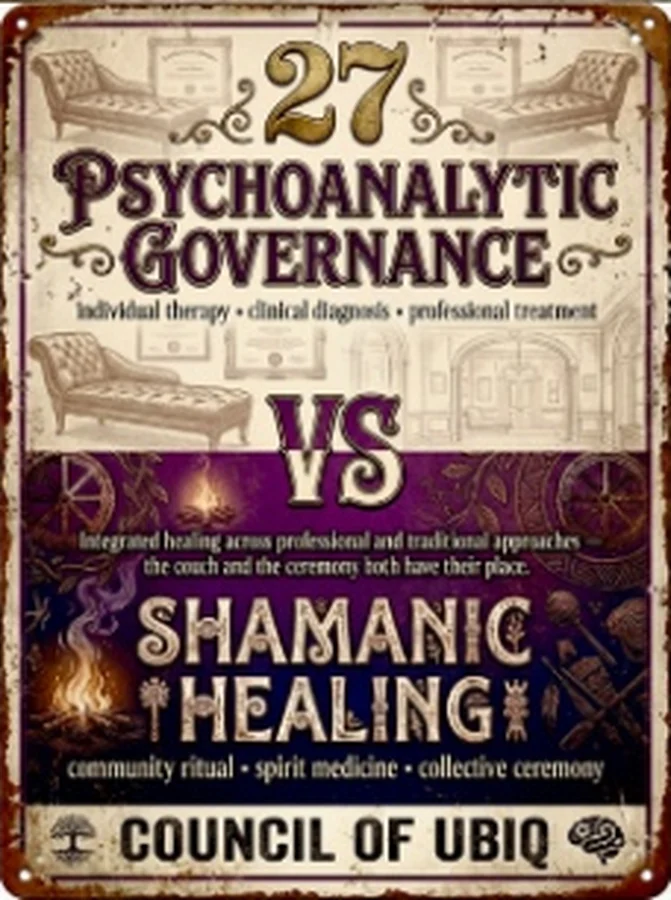 Council 27 — Psychoanalytic Governance vs Shamanic Healing